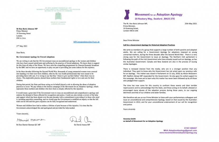 Sir David delivers a letter to the Prime Minister asking for an apology on forced adoptions